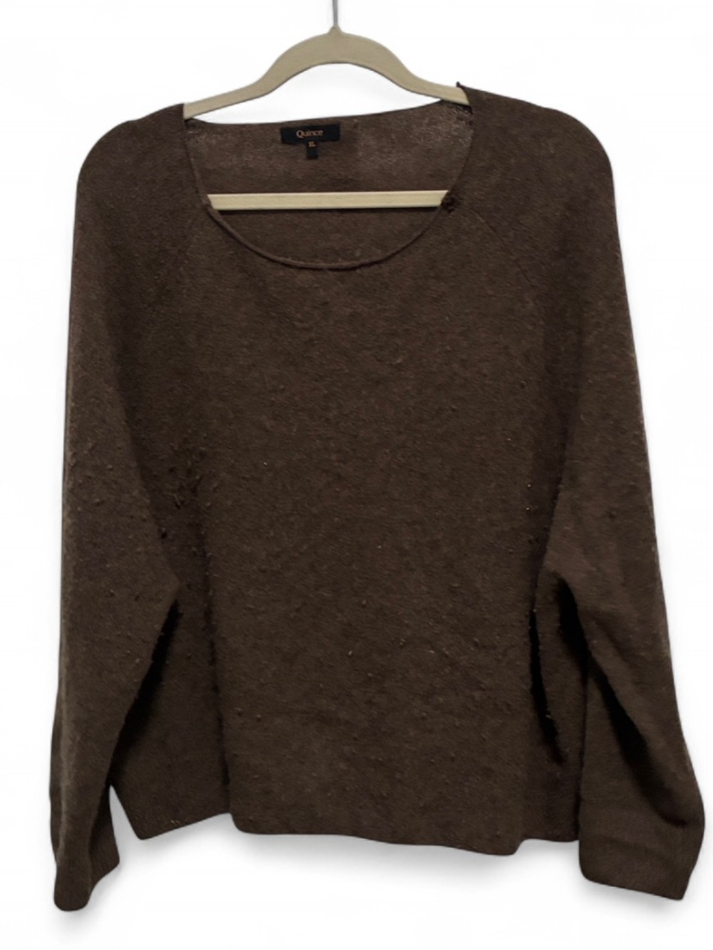 Quince Brown Scoop Neck 100% Cashmere Pullover Sweater